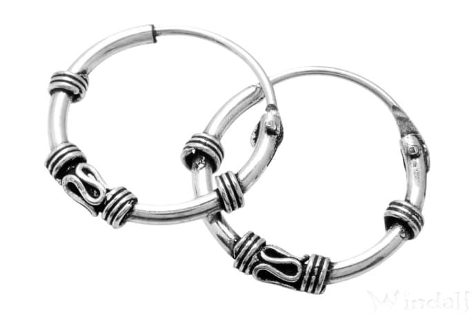 WINDALF Schmuck-Creolen LINSY 15 mm Zarte Ornamente Handarbeit Silber - Windalf.de