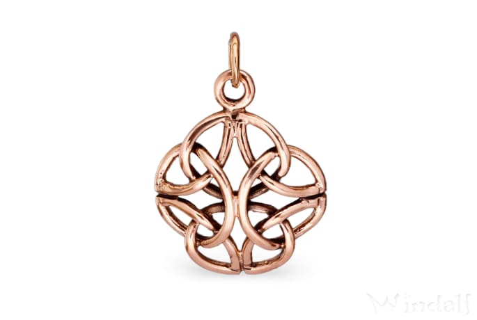 WINDALF Schmuck Anh&auml;nger MILA 2.7 cm 4 Elemente Keltischer Knoten Bronze - Windalf.de
