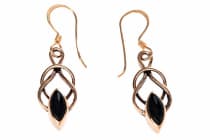 WINDALF Zarte Damen Ohrh&auml;nger JANINE 3.7 cm Onyx Keltischer Ohrschmuck Bronze - Windalf.de