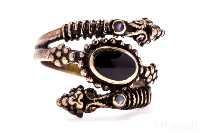 WINDALF Wikinger Ring JORMUN 19 mm VIKINGS Onyx Midgardschlange Bronze WINDALF Wikinger Ring JORMUN 19 mm VIKINGS Onyx Midgardschlange Bronze - Windalf.de
