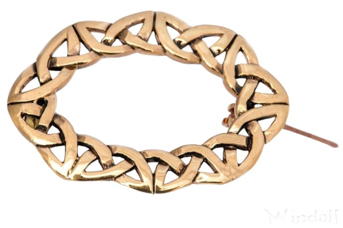 WINDALF Mittelalter Fibel LICARNA 3.5  cm Keltische Knoten Brosche Bronze - Windalf.de