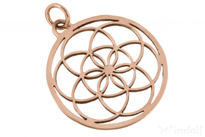 WINDALF Großer Schmuckanhänger Blume des Lebens Bronze - Windalf.de