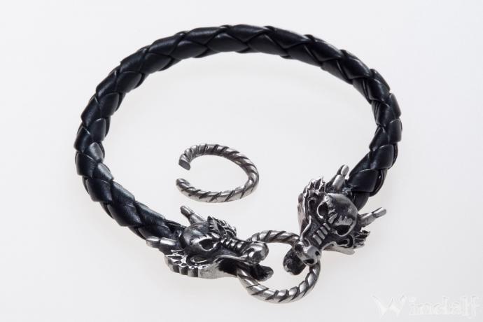 WINDALF Schwarzes Armband ABRAXAS 23 cm Drache - Windalf.de