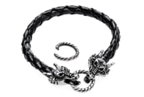 WINDALF Schwarzes Armband ABRAXAS 23 cm Fu&szlig;band Drache Zinn - Windalf.de