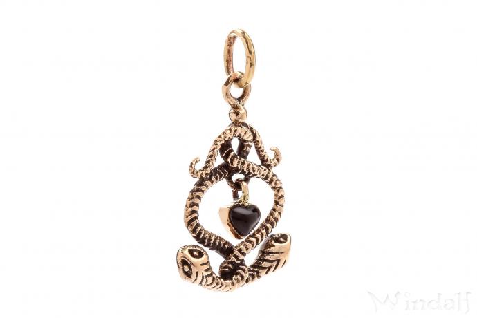WINDALF Schmuck Amulett ADONIA 2.6 cm Liebes-Zauberschlangen Schwarzes Herz Bronze WINDALF Schmuck Amulett ADONIA 2.6 cm Liebes-Zauberschlangen Schwarzes Herz Bronze - Windalf.de