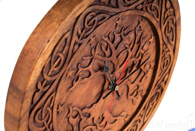 Asatru Wanduhr ~ YGGDRASIL ~ Ø 30 cm - Pagan - Lebensbaum - Handarbeit