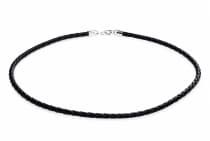WINDALF Lederband RAGNA 40 cm 3 mm Geflochten schwarz Halsband Silber - Windalf.de