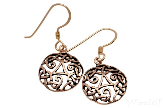 WINDALF Celtic Ohrringe DARIN 3.1 cm Keltische Triskele Ohrschmuck Bronze - Windalf.de