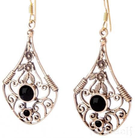 WINDALF Bohemia Ohrringe SPIRALS 5.3 cm Celtic Ohrhänger mit Onyx Bronze - Windalf.de