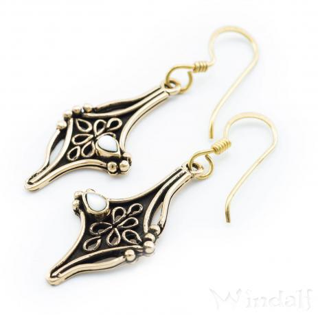 WINDALF Bohemia Ohrhänger JANA 4.1 cm Perlmutt Schutz Bronze - Windalf.de