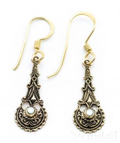 WINDALF Wikinger Ohrh&auml;nger NAMINA 3.5 cm Perlmutt Schmuck Bronze - Windalf.de