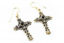 WINDALF Ohrhänger LUCAN 4.9 cm Gotische Kreuze mit Onyx Trachtenschmuck Bronze WINDALF Ohrhänger LUCAN 4.9 cm Gotische Kreuze mit Onyx Trachtenschmuck Bronze - Windalf.de