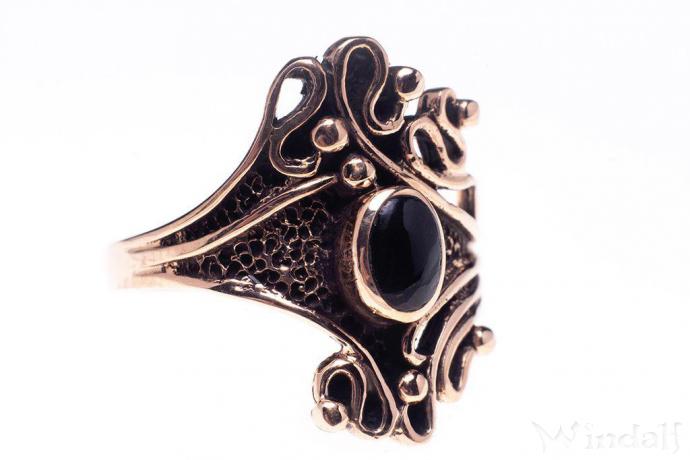 WINDALF Damen Ring SIANE 18 mm Onyx Schmuck Bronze - Windalf.de