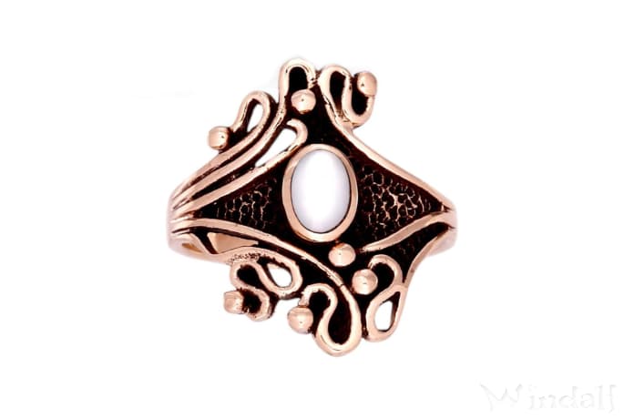 WINDALF Damen Ring SIANE 18 mm White Fantasy Perlmutt Bronze - Windalf.de