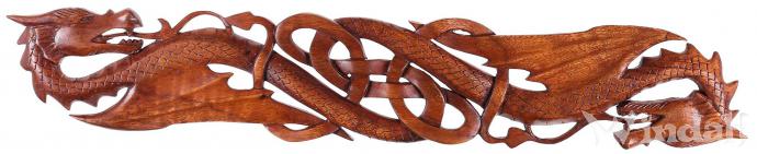 WINDALF Celtic Wandornament KELTISCHE DRACHEN 57 cm Keltischer Knoten Waldrelief Handarbeit Holz - Windalf.de