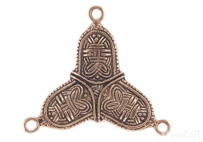 WINDALF Wikinger Gewandschmuck KLEEBLATT 7 cm Mittelstück Nordmänner Schmuck Antik Bronze - Windalf.de