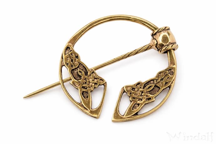 WINDALF Celtic Fibel DURAN 5.4 cm Tuchnadel mit keltischen Knoten Vintage Bronze - Windalf.de