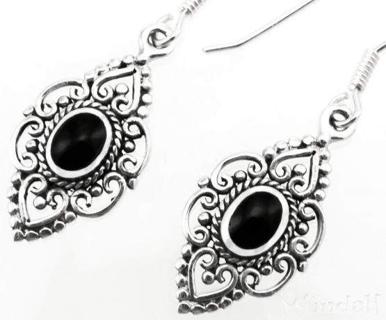 WINDALF Mittelalter Ohrhänger SVANA 3.8 cm Damen Ohrschmuck Onyx Silber - Windalf.de