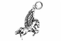 WINDALF Gl&uuml;cks-Anh&auml;nger AKIRA 3.2 cm Pegasus Amulett Vintage Silber - Windalf.de