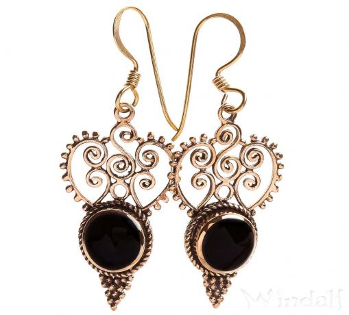 WINDALF Bohemian Damen Ohrhänger IDANA 4.4 cm Schutz Onyx-Stein mit Spiralen Bronze WINDALF Bohemian Damen Ohrhänger IDANA 4.4 cm Schutz Onyx-Stein mit Spiralen Bronze - Windalf.de