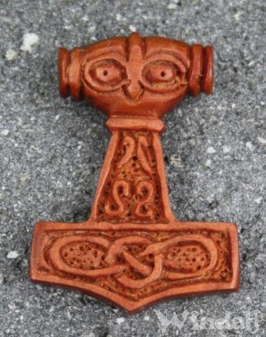 WINDALF Anhänger MJÖLNIR mit Wikinger-Knoten aus Holz - Holz Schmuck