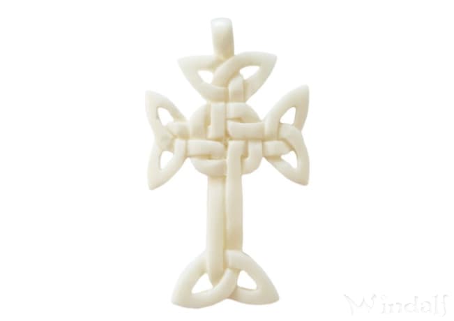 WINDALF Schmuck Anhänger AARAN 4.9 cm Keltisches Kreuz aus Knochen - Windalf.de