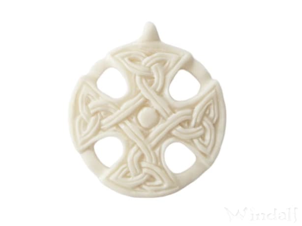 WINDALF Schmuck Anhänger TIANAN 3.5 cm Keltisches Erdsymbol Handarbeit Knochen - Windalf.de