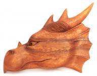 WINDALF Wandbild Drache MAJESTIX 29 cm Links schauend Drachenkopf-Deko Handarbeit aus Holz - Windalf.de