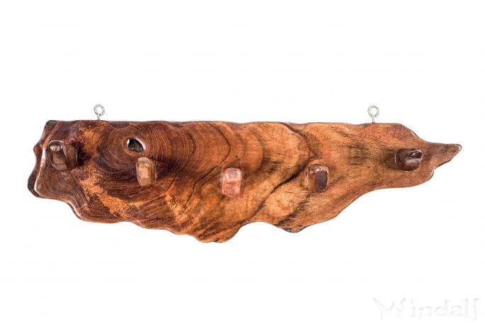 WINDALF Rustikale Holz-Garderobe LUZY 44 cm 5 Haken Handarbeit aus Holz