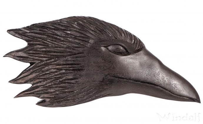 WINDALF Wikinger Holzbild MUNIN 33 cm Schwarzer Rabe Rechts schauend Handarbeit aus Holz - Windalf.de