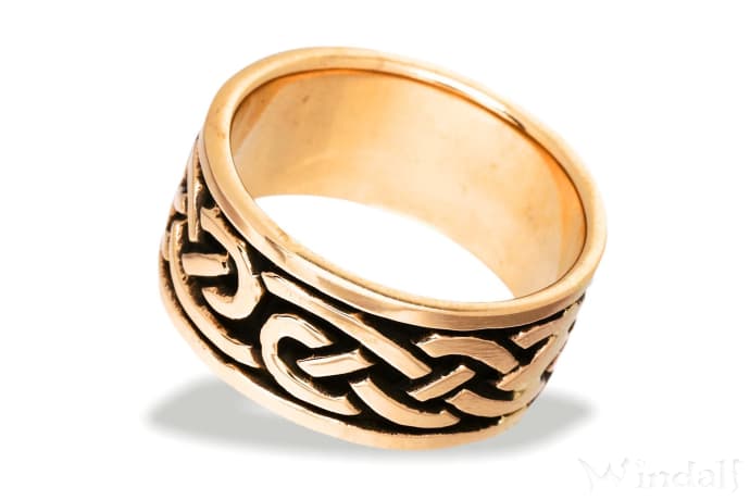 WINDALF Breiter Nordic Ring THORAN 10 mm Skandinavischer Partnerring Bronze - Windalf.de
