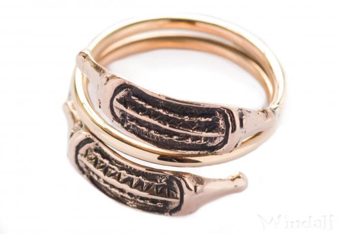 WINDALF Wikinger Ring WALBURGA 14 mm Anderswelt Drachenschmuck Bronze - Windalf.de