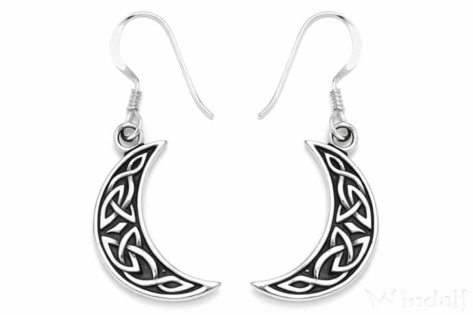 WINDALF Irische Damen Ohrringe MONA 3.2 cm Keltischer Mond Mondsichel Silber - Windalf.de