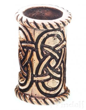 WINDALF Lange Bartperle Haarperle AZANA 17 mm Kelten Haarschmuck Bronze - Windalf.de