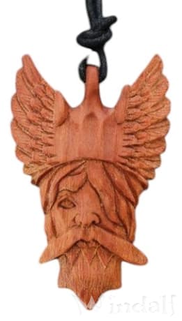 WINDALF Wikinger Schmuck Anhänger ODIN 5 cm Wotan Amulett Handarbeit Holz - Windalf.de