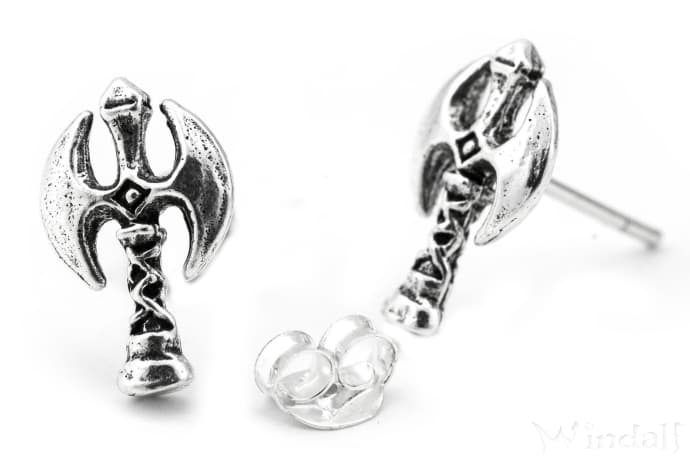 WINDALF Vikings Ohrringe SURRI 13 mm Doppelaxt Silber - Windalf.de