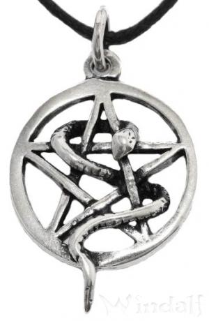 WINDALF Schmuck Anhänger RUBY 3.5 cm Pentagramm & Schlange groß Silber WINDALF Schmuck Anhänger RUBY 3.5 cm Pentagramm & Schlange groß Silber - Windalf.de