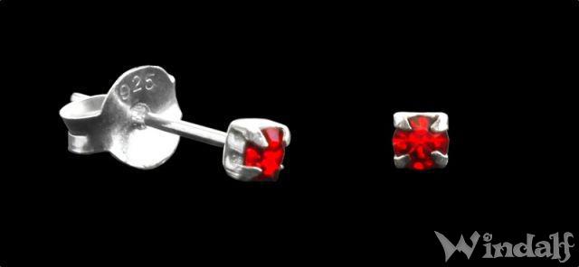WINDALF Ohrstecker SINA Roter Kristall 2.5 mm Silber - Windalf.de