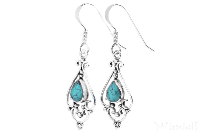 WINDALF Damen Schmuck Ohrhänger VENICA 4.2 cm Türkis Ohrringe Silber WINDALF Damen Schmuck Ohrhänger VENICA 4.2 cm Türkis Ohrringe Silber - Windalf.de