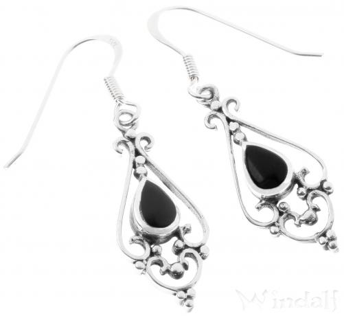 WINDALF Bohemia Damen Ohrringe VENICA 4.2 cm Schwarzer Onyx Silber WINDALF Bohemia Damen Ohrringe VENICA 4.2 cm Schwarzer Onyx Silber - Windalf.de