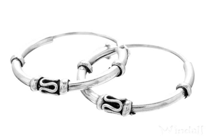 WINDALF Silber Creolen ARIAN 17 mm Mäander mit Silberperlen Handarbeit - Windalf.de