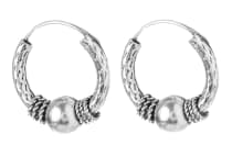 WINDALF Bohemia Schmuck Creolen LUCIAN 14 mm Handarbeit mit großer Silberkugel Silber - Windalf.de