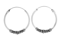 WINDALF Creolen LUZIA 20 mm Zarte Muster Handarbeit Silber - Windalf.de