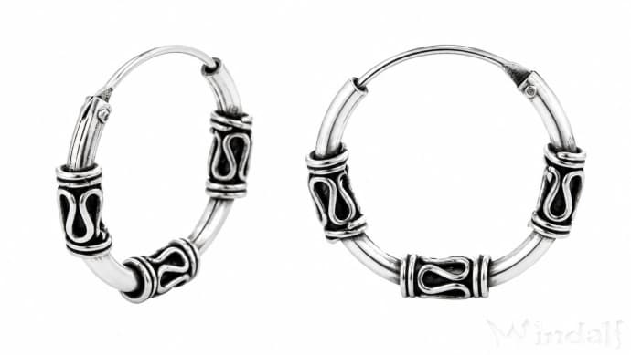 WINDALF Creolen FIANA &Oslash; 21 mm M&auml;ander Ohrringe Handarbeit Silber - Windalf.de