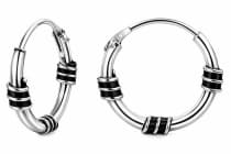 WINDALF Schmuck Creolen CARON 14 mm Schwarze Elemente Gothic Schmuck Silber - Windalf.de