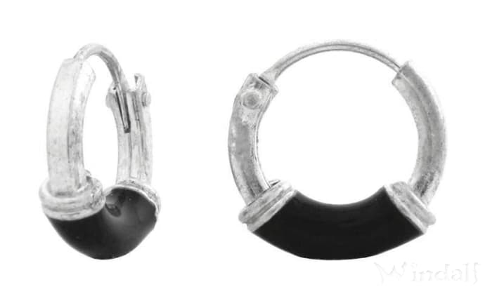 WINDALF Bohemia Creolen FALCON Ø 10 mm Ohrschmuck Schwarze Elemente Silber - Windalf.de