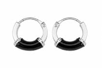 WINDALF Bohemia Creolen FALCON &Oslash; 10 mm Ohrschmuck Schwarze Elemente Silber - Windalf.de
