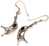 WINDALF Damen Ohrringe TIRA Onyx 4.5 cm Elfenschmuck Bronze - Windalf.de