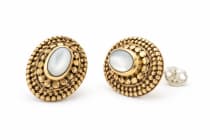 WINDALF Wikinger Ohrringe VIKA 1.3 cm Perlmutt Schmuck Ohrstecker Silber & Bronze - Windalf.de