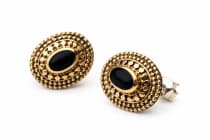 WINDALF Wikinger Ohrringe VIKA 1.3 cm Ohrstecker Onyx Silber & Bronze - Windalf.de